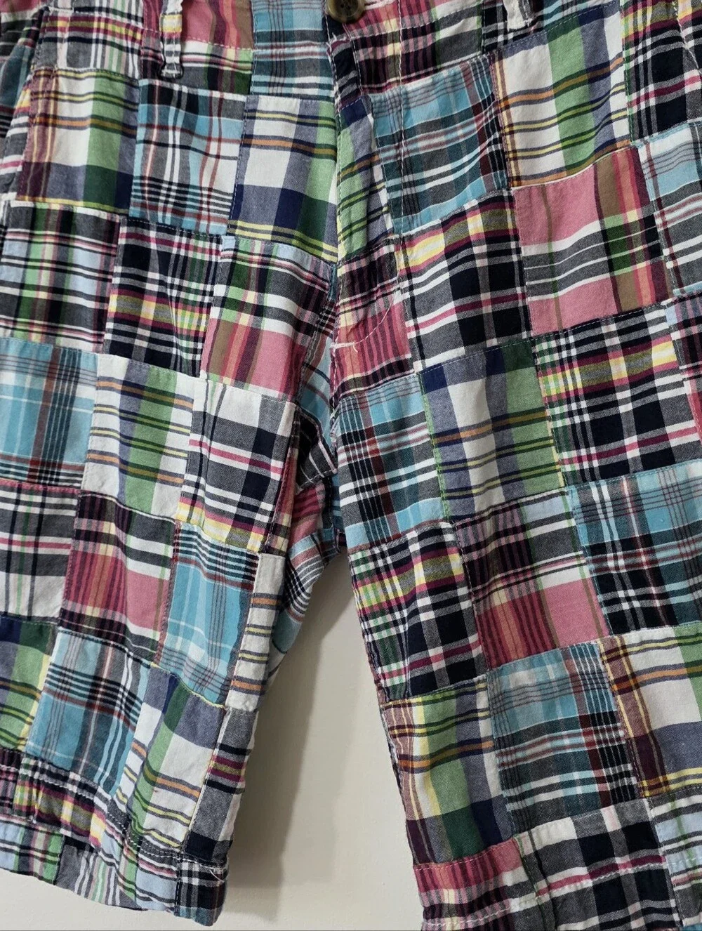Gap Lived In Madras Patchwork Plaid Shorts Cotton Breathable Preppy Nantucket 32